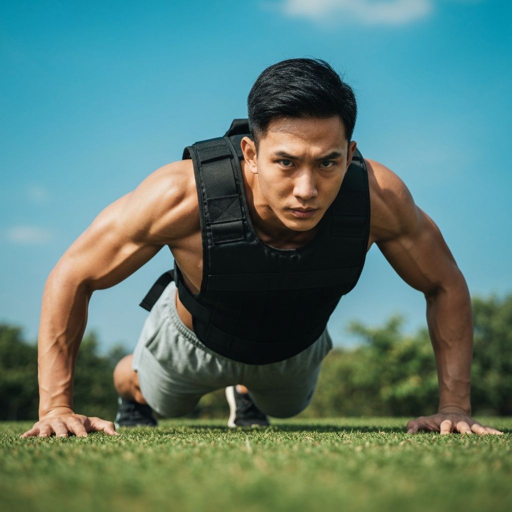 Atleta usando chaleco con peso ajustable